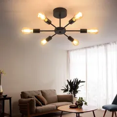 LVWIT ペンダントライト 6灯 シーリングライト 天井器具 LED電球対応 E26口金 キッチン 居間 食卓 リビング 工事不要 引掛け式 取付簡単 （電球別売り）（リモコン別売り）