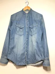 012032  wrangler W1927 長袖 デニム ウエスタン シャツ M ダメージ加工 ラングラー