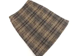 23区 大きいサイズ ウール混 チェック Aライン 台形 スカート size44/茶 ◇■ レディース