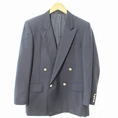 バーバリーズ Burberrys ダブル テーラードジャケット ブレザー 紺ブレ 金ボタン ウール モヘア 165 紺 ネイビー 0611 IBO71