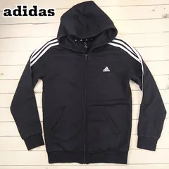 adidas/アディダス ジップアップスウェットパーカー フーディー ブラック 160cm