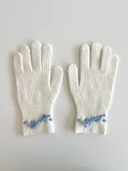 【冬物SALE‼️‼️】リボン手袋　グローブ　バイカラー　ニット　韓国雑貨　韓国