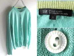 23区 麻100％ クルーネック リネンニット カーディガン 38 ライトグリーン