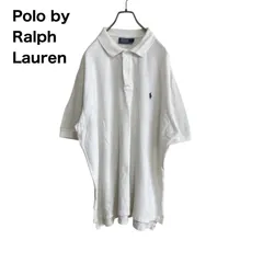 【ロゴ刺繍】ラルフローレン　半袖ポロシャツ　ワンポイント　白　XL