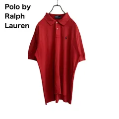 【ロゴ刺繍】ラルフローレン　半袖ポロシャツ　ワンポイント　赤　L相当