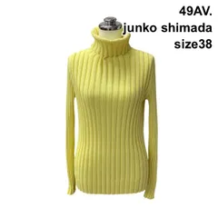 ◇ 49AV.ジュンコシマダ junko shimada セーター 長袖 タートルネック リブ編み 脇スリット 黄色 コットン 38 M 9号 レディース Z6B108のサムネイル