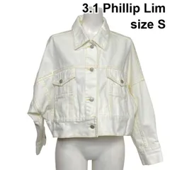 ◇ スリーワンフィリップリム 3.1 Phillip Lim デニム ボクシー ジャケット Gジャン 長袖 クロップド丈 白 S 7号 レディース S6B401のサムネイル