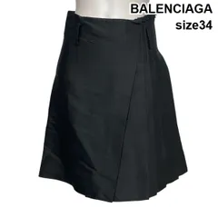 ◇ バレンシアガ BALENCIAGA 膝丈スカート タイトシルエット プリーツ ラップデザイン シルク100％ 34 M 9号 レディース S6B373のサムネイル