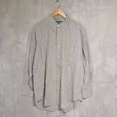 希少 90s ポロ ラルフローレン BLAKE BDシャツ LL グレー チェック 刺繍ロゴ ゆるだぼ オーバーサイズ ビッグシルエット 長袖 コットン ボタンダウン ヴィンテージ 古着 メンズ ポニー 美品 ブレイク 大きいサイズ PONY