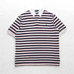 Polo by Ralph Lauren ボーダー ポロシャツ 2XL TALL ホワイト ネイビー スモールポニー刺繍 ビッグサイズ