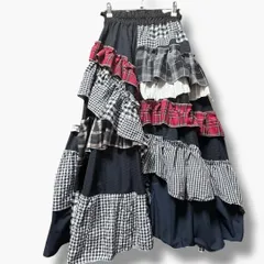 4WAY隠れ猫×チェック変形フリルスカート｜古着リメイク｜古着リメイク｜ロングスカート