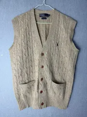 100 ポロラルフローレン ケーブル編み ニット カーディガン ベージュ