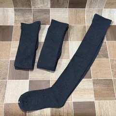 新品未使用 ニーハイ ソックス 3足セット 超ロング 靴下 レディース 24cmくらい ダークグレー