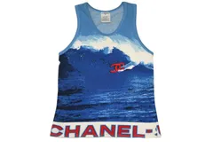 CHANEL シャネル サーフライン タンクトップ ノースリーブ P19540V11371 サイズ44 ココマーク 総柄 美品 中古 4b012769
