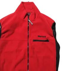90's USA製 マーモット ウインドストッパー フルジップ フリース ベスト L 赤×黒 ロゴ刺繍 90年代 アメリカ製 旧タグ オールド アウトドア アメリカ古着 USED ビンテージ ヴィンテージのサムネイル