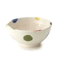 すり鉢 5号 17cm 片口 水玉 陶器 （ 食洗機対応 電子レンジ対応 和食器 日本製 鉢 中鉢 ボウル ドット柄 ごま ごますり器 ゴマ 和え物 胡麻 おろし器 無地 離乳食 ペースト ごますり おしゃれ 国産 ）)のサムネイル