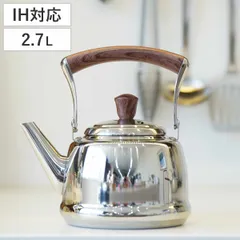 ヤカン 2.7L IH対応 ウッディパル ステンレス製ケトル （ ガス火対応 オール熱源対応 薬缶 ケットル ケトル ステンレス製 軽い 2.7リットル ステンレスケトル 湯沸かし 湯わかし キッチン用品 台所用品 ）)のサムネイル