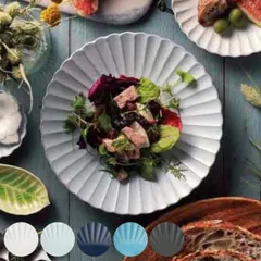 プレート 23cm 輪花皿 花皿 花シリーズ 洋食器 陶器 日本製 ぎんはく （ 食器 皿 器 中皿 おしゃれ 花 花びら 和食器 瀬戸焼 花型 ） )