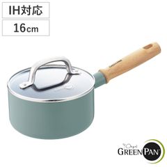新品 GREEN PAN ウッドビー ソースパン 16cm ガラス蓋付き 片手鍋