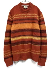 HERMES｜エルメス Sweater Rayures Fondues Orange Brulee Wool ボーダー カシミア モヘア クルーネックニット