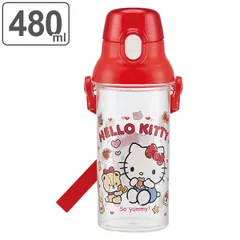 水筒 ハローキティ 直飲み プラスチック 480ml 子供 キャラクター キティ （ 食洗機対応 幼稚園 保育園 軽量 プラスチック製 ワンプッシュボトル 子供用水筒 ダイレクトボトル マグ すいとう キャラクター 透明 子供用 子ども ）)