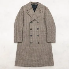 PILGRIM TOMORROWLAND　ピルグリム トゥモローランド　ダブルチェスターコート　DORMEUIL ドーメル生地　ロング　チェック　バックベルト　ウール　ブラウン　日本製　メンズ　S　b00603のサムネイル