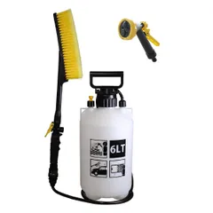 水圧クリーナー 6L おそうじ当番 ポンプ式 （ 加圧 シャワー 掃除 ポータブルシャワー ブラシ 水タンク 清掃 屋外 洗車 網戸 玄関 水やり アウトドア 海水浴 ）)