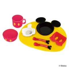 ランチプレート ベビー食器 コップ 茶碗付 セット ミッキーマウス 食器 子供 日本製 （ 食器セット プレート スプーン フォーク 茶碗 電子レンジ対応 離乳食 軽い 食洗機対応 子ども 赤ちゃん プラスチック 皿 ディズニー ミッキー ）)