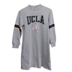 UNITED ARROWS GREEN LABEL RELAXING UCLA スウェットワンピース 155 グレー 灰色 カレッジロゴ 長袖 膝丈 キッズ 小柄 レディースS相当 コットン 古着 中国製 ユナイテッドアローズ グリーンレーベル リラクシング