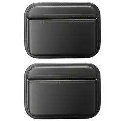 ドナリー 車 収納ポケット 隙間 サイドポケット 2個セット スリム 収納 小物入れ スマホ 薄型 レザー (2個セット, ブラック) [ブラック] [2個セット]