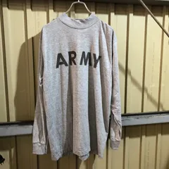 1966 U.S. ARMY ロンT グレー M ユーエスアーミー 米軍 トレーニング ロングスリーブTシャツ 長袖カットソー モックネック IPFU ミリタリー プリントロゴ 古着卸 アメリカ仕入
