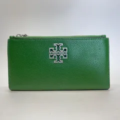 3709 TORY BURCH 長財布 グリーン レザー 折財布