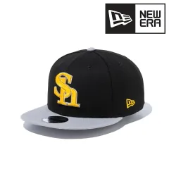 NEWERA (ニューエラ) キャップ ロゴ 帽子 メンズ 9FIFTY 福岡ソフトバンクホークス ベースボールキャップ フラットバイザー ブラック グレーバイザー 【TB】のサムネイル