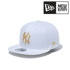 NEWERA (ニューエラ) キャップ 9FIFTY ニューヨーク・ヤンキース ベースボールキャップ フラットバイザー ロゴキャップ MLB ホワイト × ゴールド 【TB】