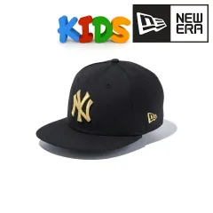 NEWERA (ニューエラ) Youth 9FIFTY ニューヨーク・ヤンキース ユース キャップ メジャーリーグ 帽子 子ども ロゴキャップ ブラック × ゴールド 【TB】
