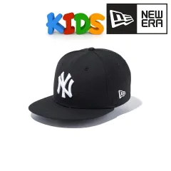 NEWERA (ニューエラ) ニューヨーク・ヤンキース キッズ キャップ メジャーリーグ 帽子 子ども Youth 9FIFTY ロゴキャップ ブラック × ホワイト 【TB】