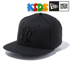 NEWERA (ニューエラ) ニューヨーク・ヤンキース キャップ キッズ フラットバイザー Youth 9FIFTY ロゴキャップ 帽子 子供 ブラック × 【TB】
