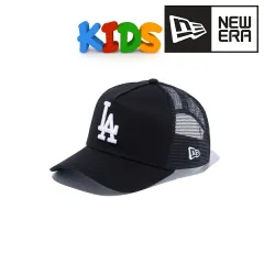 NEWERA (ニューエラ) キッズ キャップ メッシュ ロゴ 帽子 Youth 9FORTY A-Frame トラッカー ロサンゼルス・ドジャース ブラック × ホワイト 黒 白 【TB】
