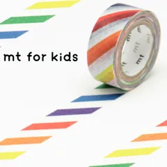 マスキングテープ mt for kids カラフル ストライプ 幅15mm ( マステ カモ井 カモ井加工紙 貼ってはがせる シール ステッカー エムティー ラッピング 手帳 デコレーション アレンジ おしゃれ 文房具 リメイク 手帳デコ ノート ))のサムネイル
