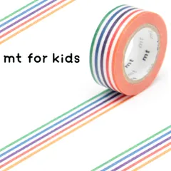 マスキングテープ mt for kids カラフル ボーダー 幅15mm ( マステ カモ井 カモ井加工紙 貼ってはがせる シール ステッカー エムティー ラッピング 手帳 デコレーション アレンジ おしゃれ 文房具 リメイク 手帳デコ ノート ))のサムネイル