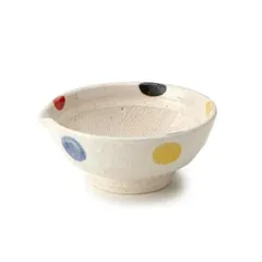 すり鉢 4号 12cm 片口 水玉 陶器 （ 食洗機対応 電子レンジ対応 和食器 日本製 鉢 小鉢 ボウル ドット柄 ごま ごますり器 ゴマ 和え物 胡麻 おろし器 無地 離乳食 ペースト ごますり おしゃれ 国産 ）)のサムネイル