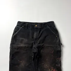 carhartt ダブルニー W34 L32 ブラック USA製 鬼フェード カーハート アメリカ製 ペインターパンツ フェード ワークパンツ ダック 黒 B01 90s 00s ビンテージ ヴィンテージ ボロ