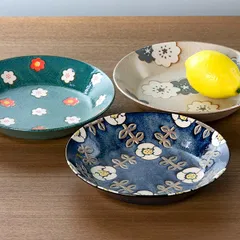 プレート 21cm ノルディックフラワー 磁器 美濃焼 日本製 （ 食洗機対応 電子レンジ対応 パスタ カレー 皿 北欧 花柄 洋食器 パスタ皿 カレー皿 お皿 丸皿 パスタプレート 中皿 モダン おしゃれ ） )