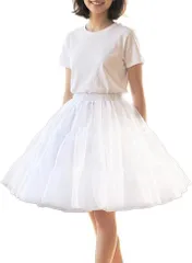 SALUDABLE パニエ ペチコート ミニ丈 ロング チュール スカート 3層 ボリューム (ホワイト 50cm)