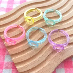 【1096】100個 キッズリング 内径16mm 指輪 台座付き クリア まとめ売り