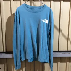 1973 THE NORTH FACE ロンT 水色 M ザ・ノースフェイス 長袖カットソー プリントロゴ 古着卸 アメリカ仕入