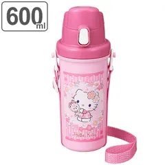 水筒 プラスチック 直飲み 軽量 ハローキティ サクラ 600ml 子供 （ 保育園 幼稚園 キャラクター ワンタッチ 直飲みプラボトル ワンタッチボトル キティちゃん ダイレクトボトル 日本製 ショルダーベルト付 ）)