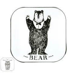 プレート 18cm スクエア フォリアージュアニマル 皿 食器 ガラス製 ベア （ ガラスプレート 食洗機対応 ガラス皿 取り皿 お皿 ガラス ガラストレー 取皿 おしゃれ インテリア 熊 クマ 白熊 シロクマ 動物 ） )
