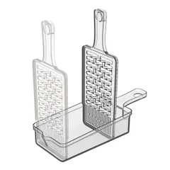 おろし器 しぼれるおろし器DX 鬼おろし 大根おろし 薬味おろし 滑り止め付き （ ハンドル付き 傾斜 水切り 下ろし器 受け皿付き 滑り止め プラスチック製 キッチンツール 下ごしらえ 時短 便利グッズ 日本製 ）)のサムネイル