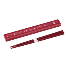 箸＆箸箱セット 19.5cm 食洗機対応 大人 月花 （ 箸セット お箸 カトラリーセット 箸＆ケース お弁当用 はし うさぎ ウサギ 兎 月 和風 和柄 はし箱 箸ケース お弁当用箸 携帯用カトラリー 弁当 箸 日本製 ）)